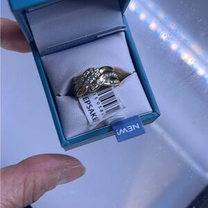 Gold and Silver Twisted Band Ring with Crystals - Hallmark KEEPSAKE the Label